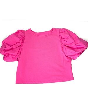 Pink Puff Short Sleeve Top a new day Women's size medium pullover crewneck EUC